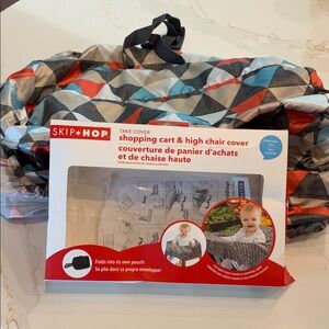 New Skip Hop Geometric Triangle Shopping Cart/High Chair in Blue Red Gray Tan